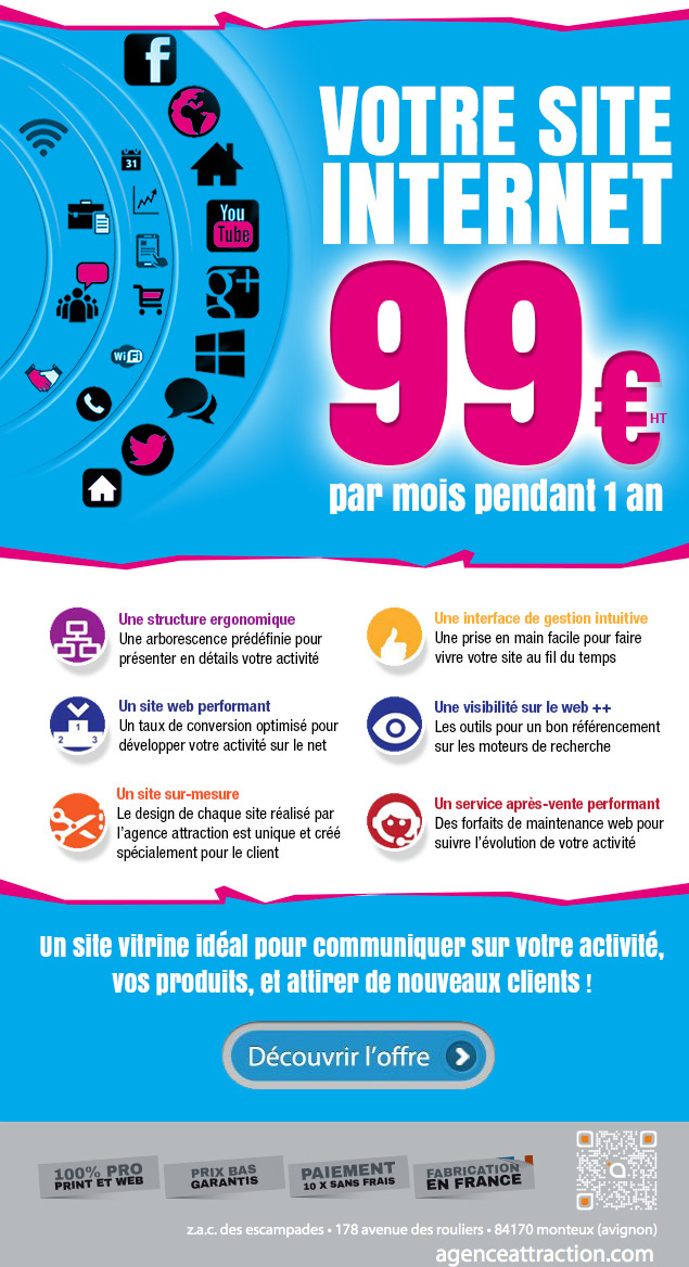 Votre site internet : 99€ par mois pendant 1 an